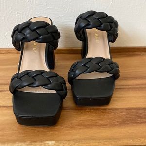 Braided Black Block Heels